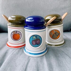 ✨Rare Vintage 1970’s Ancers Argentina Ceramic Jelly Jam Jar Pots